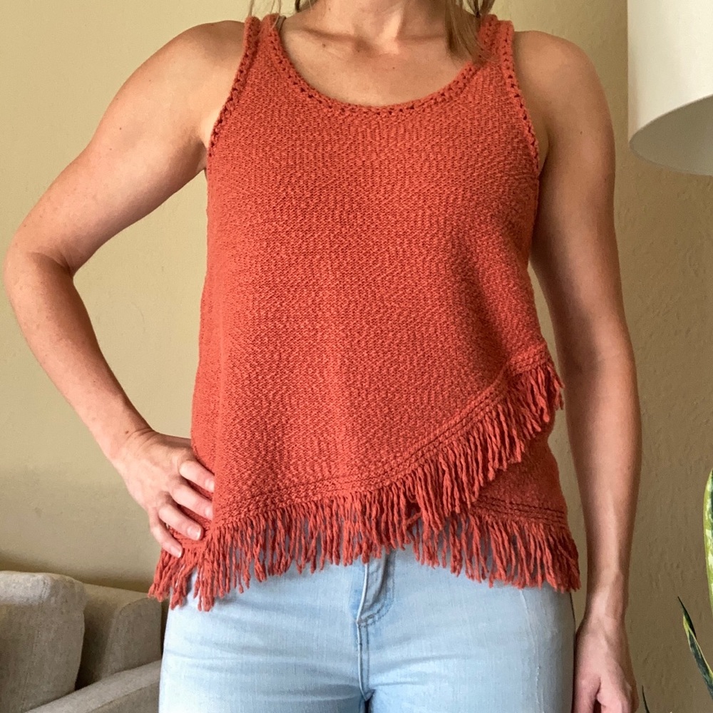 Anthropologie fringe knit top